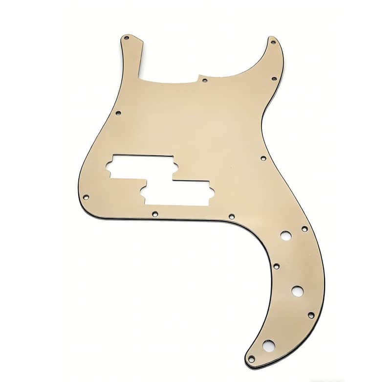 13-Hole P Bass Pickguard - Aluminum Shielded Replacement Scratch Plate for USA/Mexican Modern Standard Precision Bass, PVC Material with Mounting Screws (Cream 3-Ply) image 1