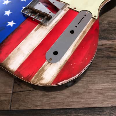 Made to Order - FRANCHIN Mars guitar body AMERICAN FLAG Usa Relic Aged Nitro Laquer Basswood Poplar Telecaster-Tele-T-Style Made in Italy image 13