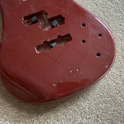 Glossy Red 4 String Precision P Bass Style Body image 5