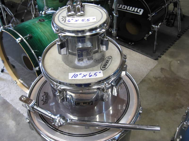 Pearl 6X5.5 & 10X6.5 Fiberglass Concert Toms w/mount 70's - 80's chrome image 1