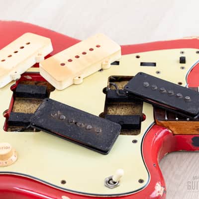 1963 Fender Jazzmaster Pre-CBS Vintage Guitar Fiesta Red w/ Blonde Case image 19