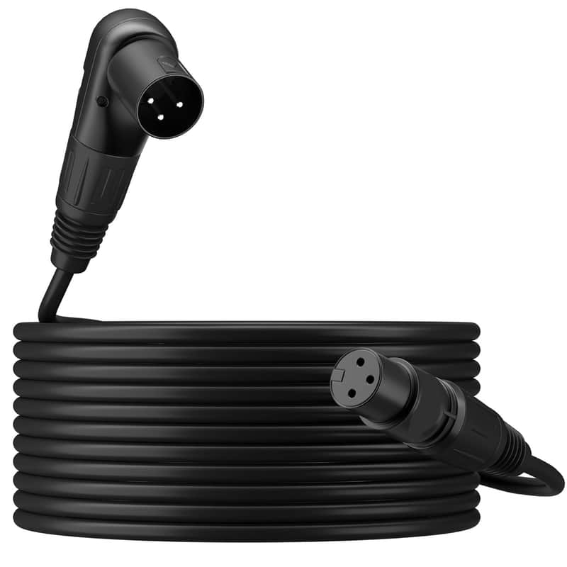 Right-Angle XLR Male to Straight XLR Female Microphone Cable 50 Ft, Adjustable 90 Degree Pro Balanced Shielded 3 Pin DMX Patch Cord for Studio Audio&DJ Stage Live Recording&Speaker System image 1