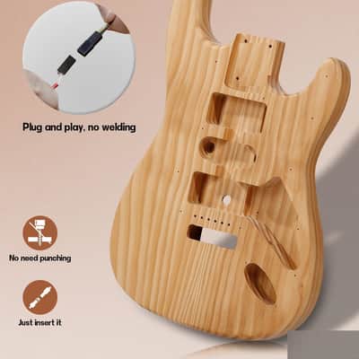 DIY ST Style Electric Guitar Kits with Roasted Pine Body and Maple Neck - Laurel Wood Fingerboard, Strap and All Components Included image 3