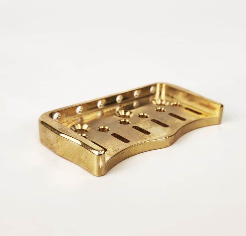 Weymann® USA Made PIEZO ready Swoop 160th Anniversary LIMITED EDITION Solid Brass Piezo Hardtail Fixed "Ultimate Swoop" Bridge - Piezo Ready (model PS-1 bridge only - no saddles) image 1