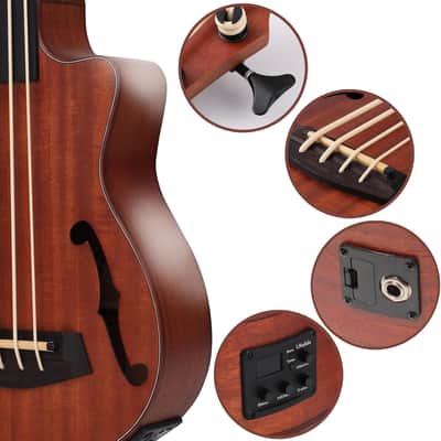 Ubass Fretless,Bass Ukulele Electric 30 inch baritone ukelele bass,Electric Acoustic Bass Uku Wtih Gig Bag image 3