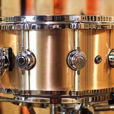 DW 6.5x14 Collector's 3mm Brushed Bell Bronze Snare Drum w/ Die Cast Hoops image 2