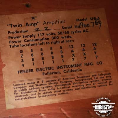 1960 Fender Twin 5F8-A Narrow Panel Tweed image 14