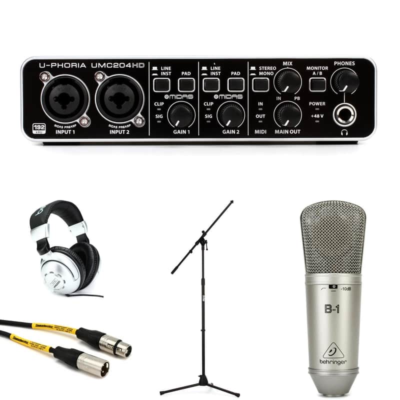 Behringer U-Phoria UMC204HD USB Audio Interface and B-1 Microphone Bundle image 1