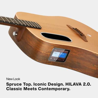 Refurbished LAVA ME 4 Solid Spruce Top Series,HILAVA 2.0 Smart Acoustics Electric Guitars,right handed,with 3.5 inch TouchScreen,FreeBoost 2.0, AirFlow Bag, Woodgrain Brown/Burlywood,36 inch image 2