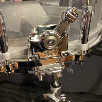 Chad Smith's Pearl 14x5" Custom Red Hot Chili Peppers Logo, 2011 World Tour Snare Drum. Clear Acrylic, With SIGNED HEAD! image 11