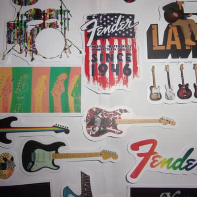 OOP Huge Lot of 52 mini Guitar Decals / Stickers Case Candy Strat Tele Jaguar P Jazz Bass scrap book image 6