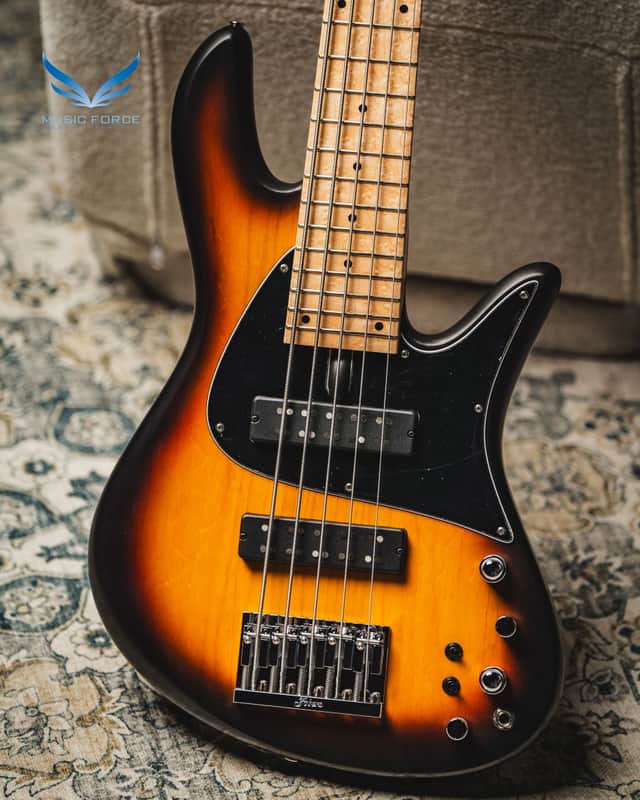 Fodera Emperor 5 Standard Classic-Vintage Sunburst (Optional Color) w/Birdseye Maple FB, Black PG image 1