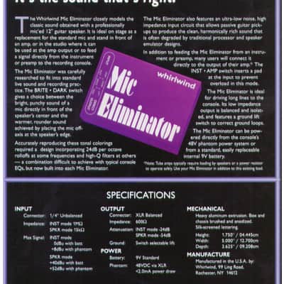 Whirlwind Mic Eliminator - speaker simulator DI box image 5