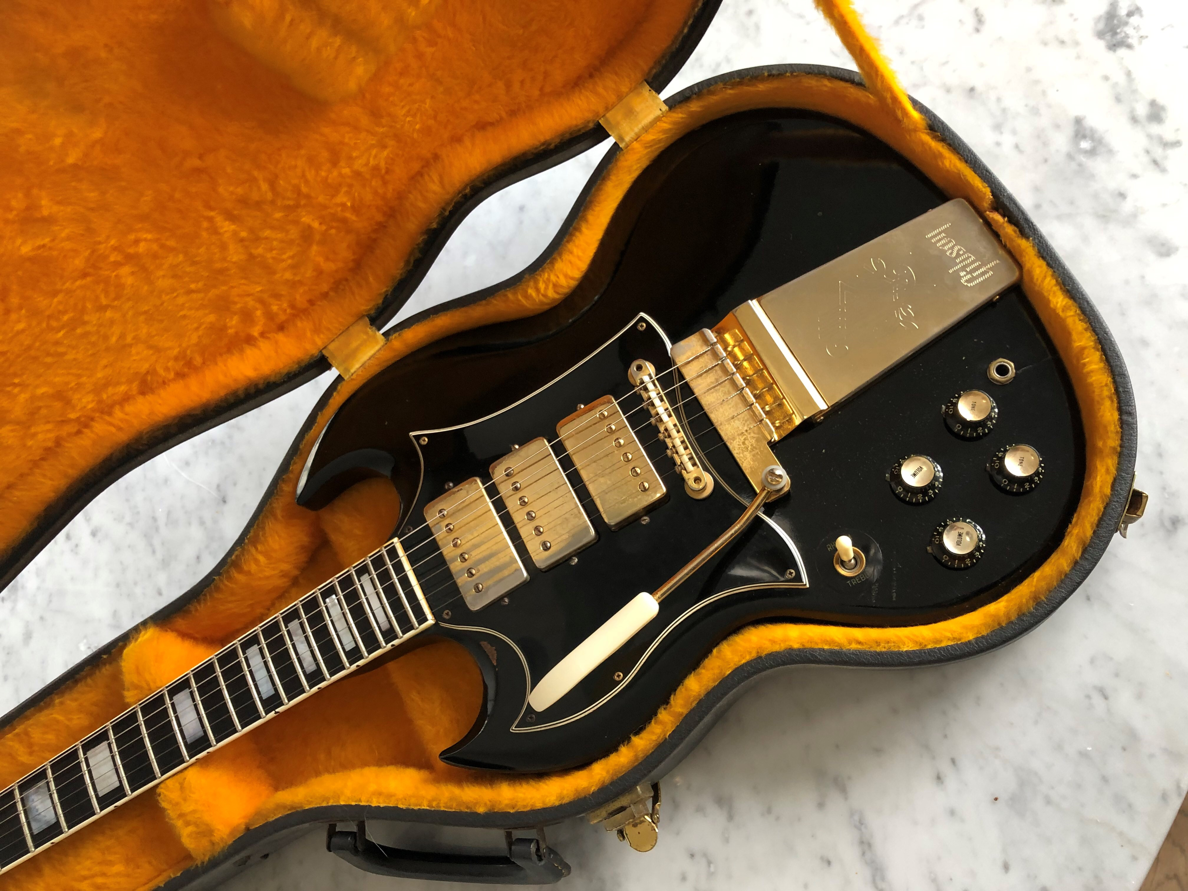 1966 Gibson SG Custom Factory Black Left Handed Lefty w/ OHSC Rare Vintage Collector