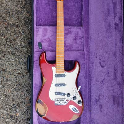 Custom Strat Candy Apple Red Rocker Relic Finish image 9