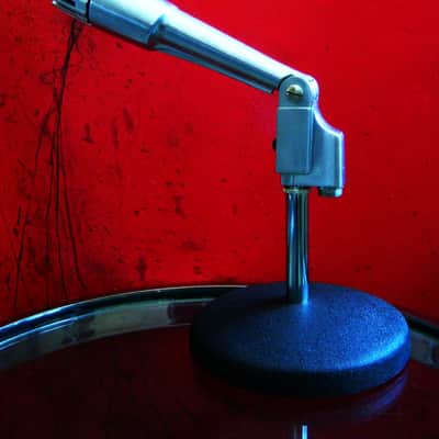 Vintage 1960's Calrad DM-21 dynamic Satin Chrome microphone w desk stand Lafayette Olson Aiwa display repair image 6