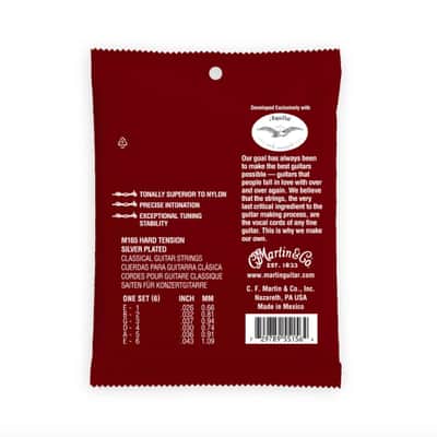 Martin M165 Classical Magnifico Premium Guitar Strings Hard Tension Silver Plated image 2