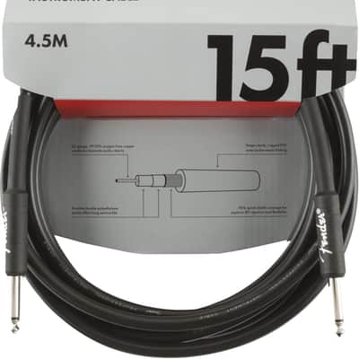 Fender Professional Series Instrument Cable, Guitar Cable, Guitar Accessories, Straight/Straight, Black, 15ft