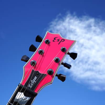 ESP CUSTOM SHOP Eclipse CTM - Ebony- Neon Pink 6-String Electric Guitar w/ Case image 2