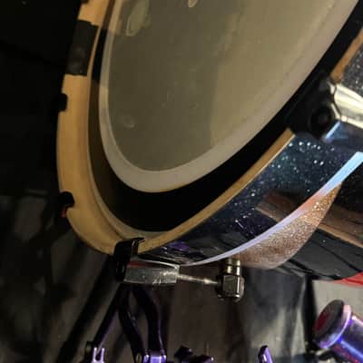 Rikki Rockett's Poison, Rockett Drum Works 2011 Tour Set. Maple/Carbon Fiber 18x22 (x2) 14.5x16, 12.5x14, 9.5x12. MultiColor Stripe Wrap image 19