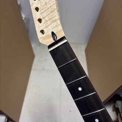 6string Stainless steel 22fret Rosewood Natural Flame Maple Electric Guitar Neck Gloss image 1
