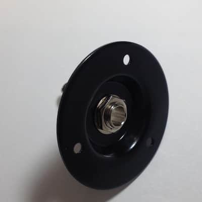 Black Speaker Amp Jack Plate, 2" Round Metal with 1/4" Switchcraft #11 Jack image 1