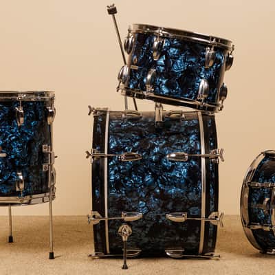 1960s MIJ Blue Diamond Pearl Drum Set 14x20 8x12 14x14 and 5x14 image 21