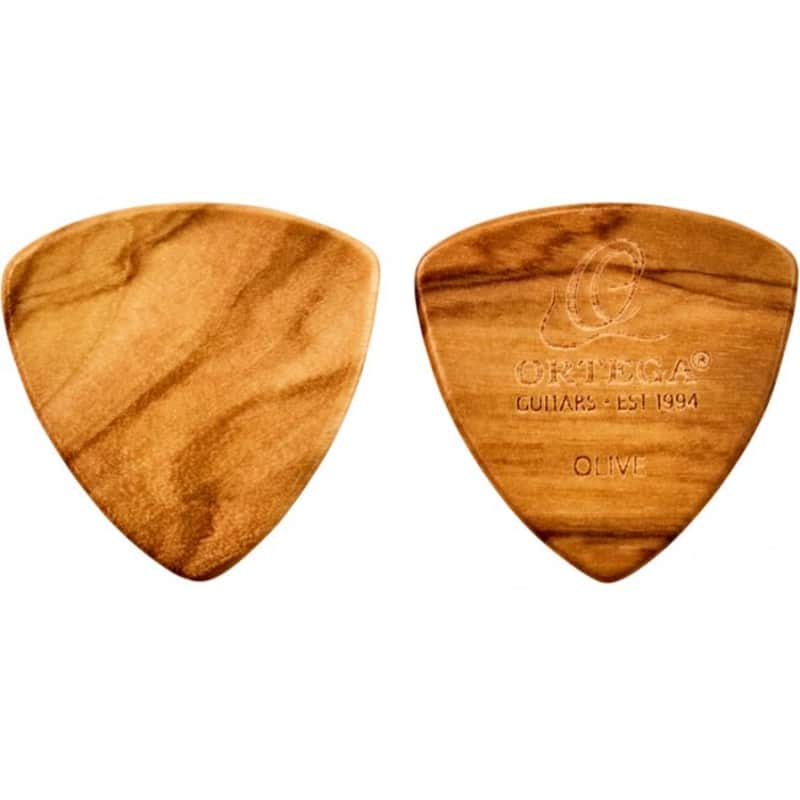 ORTEGA OGPWXLF-OV2 Wooden Picks XL Flat Sharp Tip Triangle XL Olive Plektrum 2mm (2 Stück) image 1