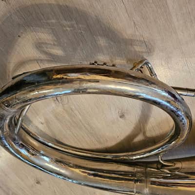 Helicon Eb Tuba Soviet 3 Valves Brass Pipe Wind Instrument Horn USSR Vintage and Rare image 9