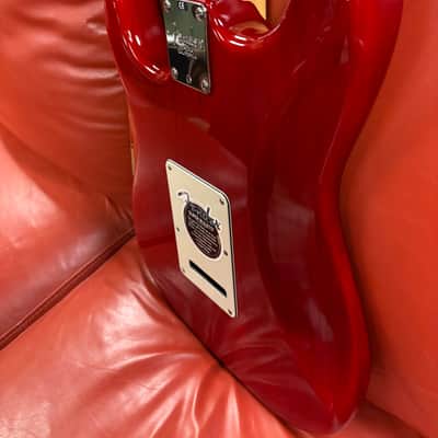 2000 Fender American Deluxe Fat Stratocaster HSS with Maple Fretboard Crimson Transparent image 16