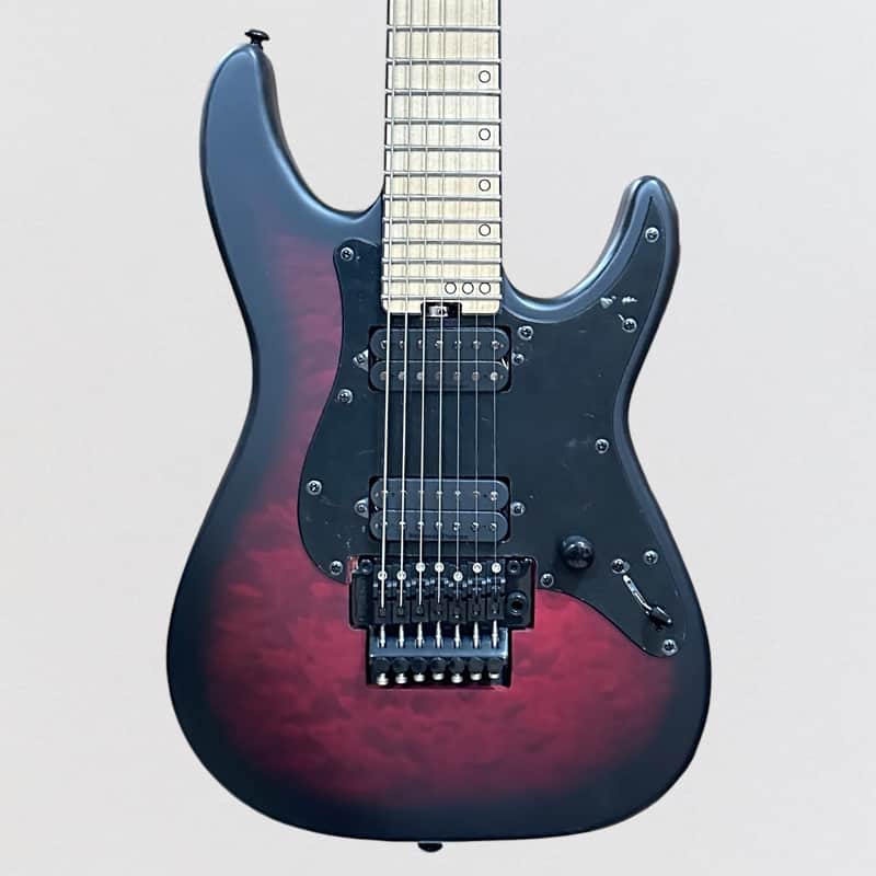 Schecter Miles Dimitri Baker 7 FR Electric Guitar - Crimson Red Burst Satin image 1