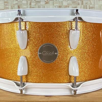 Click Icon 6.5x14 5ply 5+5 Maple Snare Drum Orange Misty Sparkle image 7