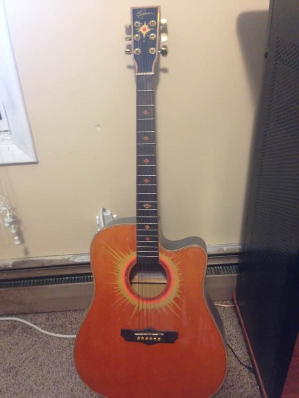 Esteban Acoustic Electric Guitar Orange/Black image 1