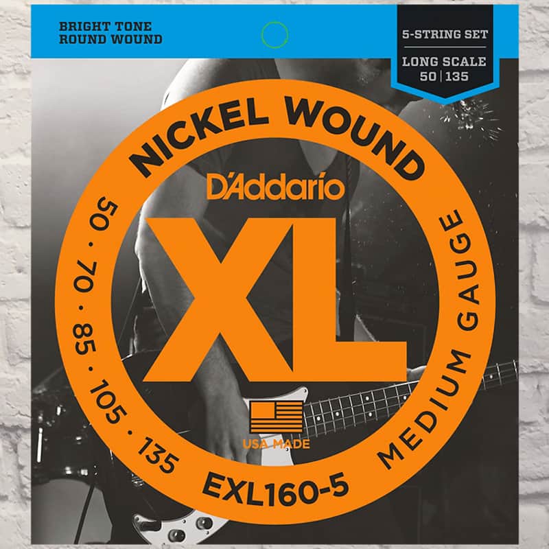 D'Addario EXL160-5 5-String Medium Nickel Wound 5 Bass Strings 50-135 image 1