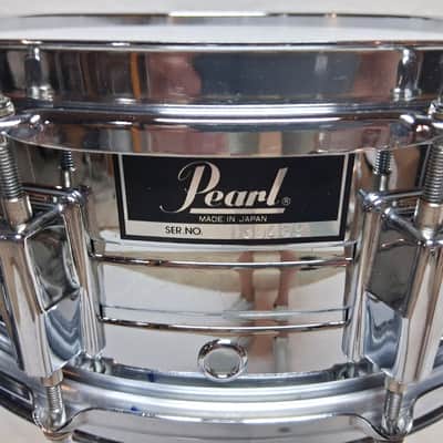 Pearl  Model 4414 Chrome Over Steel 5.5x14" Snare MIJ  Early '80s New Heads image 2