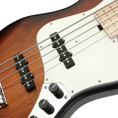 Sadowsky MetroLine 21-Fret Vintage J/J Bass-Swamp Ash Body-5 String-Almond Sunburst Transparent Satin image 5