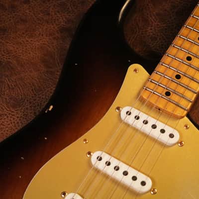 Fender Custom Shop 1955 "Bone Tone" Stratocaster Relic in Wide Fade 2-tone Sunburst image 3