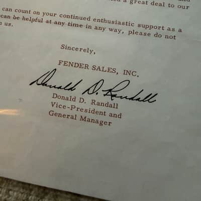 1965 Fender Dealer Letter Sale to CBS Don Randall image 2