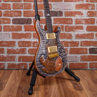 PRS Private Stock#6702 Custom 22 Quilted Maple Top with Floyd Sholz Hand Carved “Red Tail Hawk” in Satin Purple Mist 2018 w/OHSC image 3