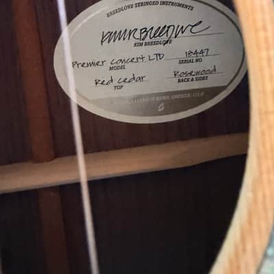 Breedlove Premier Concert LTD CE Red Cedar East Indian Rosewood 2018 - Natural Gloss image 15