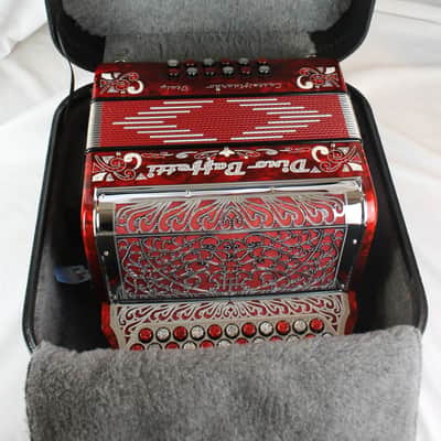 NEW Wild Cherry Dino Baffetti "Tex Mex III/34 Portuguese Concertina - Diatonic Button Accordion FA MMM 34 12 image 7
