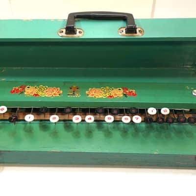 Vintage electric Benjo Bulbul tarang Indian circuitbent banjo The Chicken/Goldfish signature model 1960s Green image 1