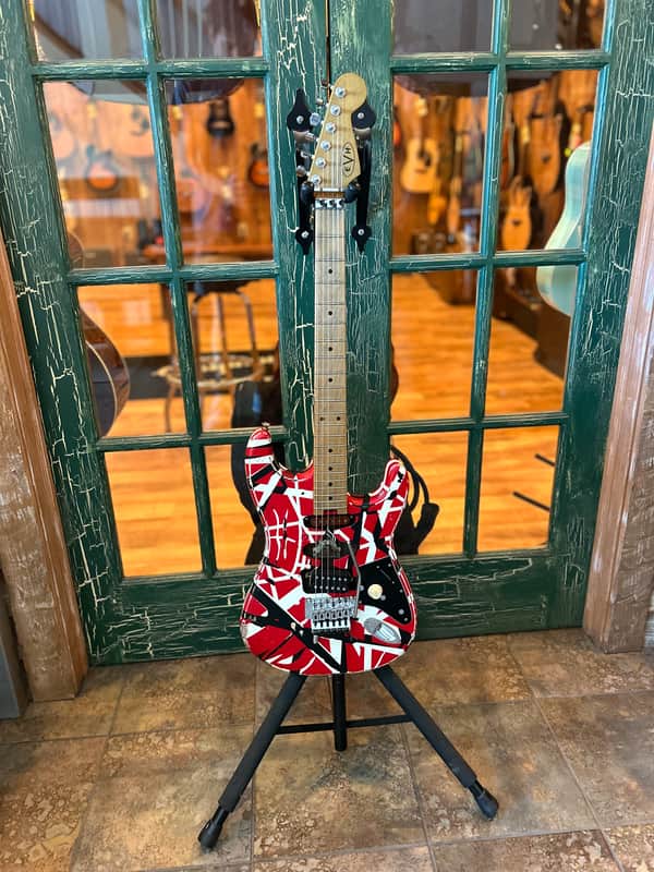 2026 EVH Frankenstein Frankie Strip Series Red and Black Relic Electric Guitar image 1