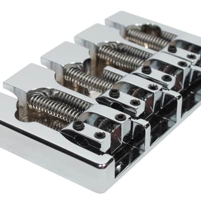 Hipshot A-Style FM1 4-String 5-Hole Brass Retrofit Fender Bass Bridge - CHROME