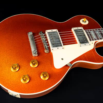 Gibson 1957 Les Paul Standard Murphy Lab Ultra Light aged - Orange Sparkle Top Natural back image 7