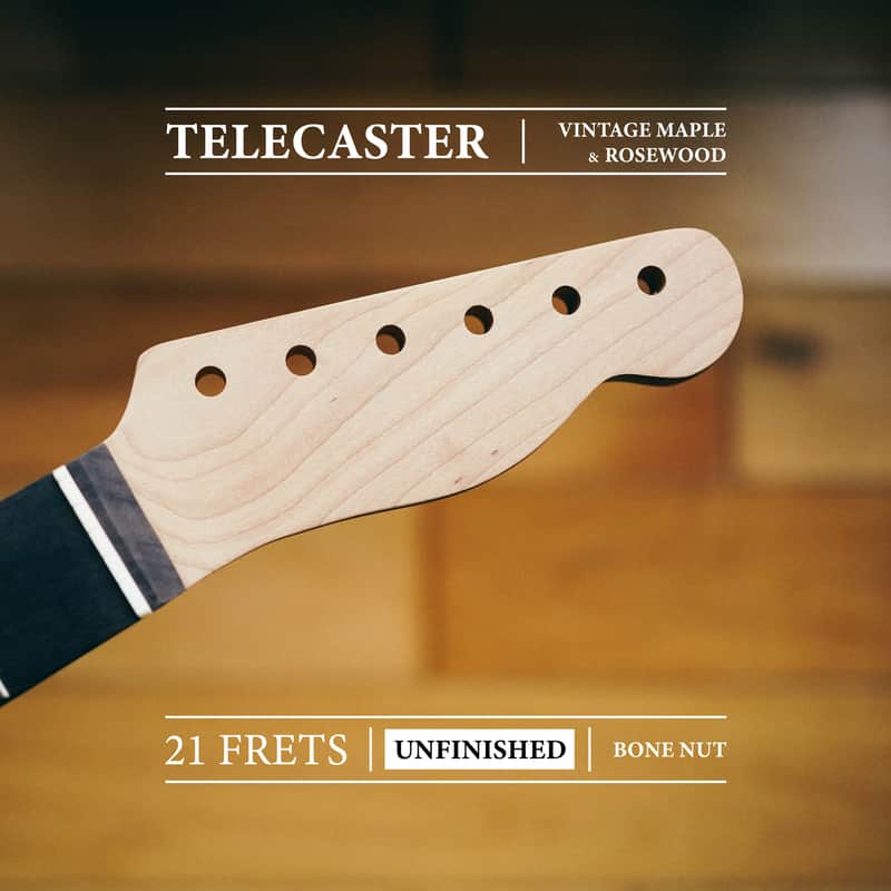 Telecaster Neck – Roasted Maple & Rosewood | Unfinished | 21 Frets | Bone Nut image 1
