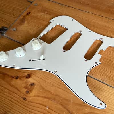 Vintage Circa 1970s Stratocaster Guitar Scratchplate HSS Slanted Part Loaded image 3