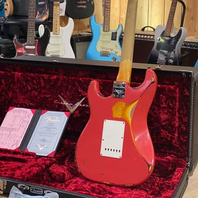 Fender Stratocaster 2021 Heavy Relic Fiesta Red Over Sunburst image 4