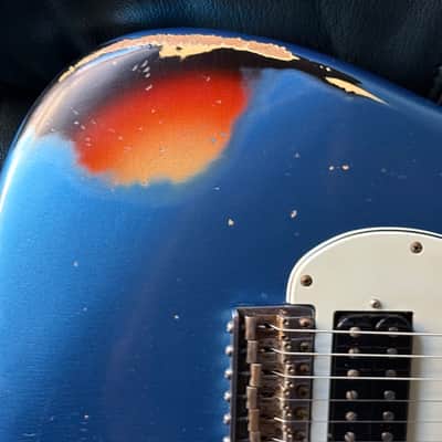 Xotic California Classic XSC-2 SSH, 2021-USA, Super Heavy Aging-Lake Placid Blue w/Roasted Flame Maple Neck image 9
