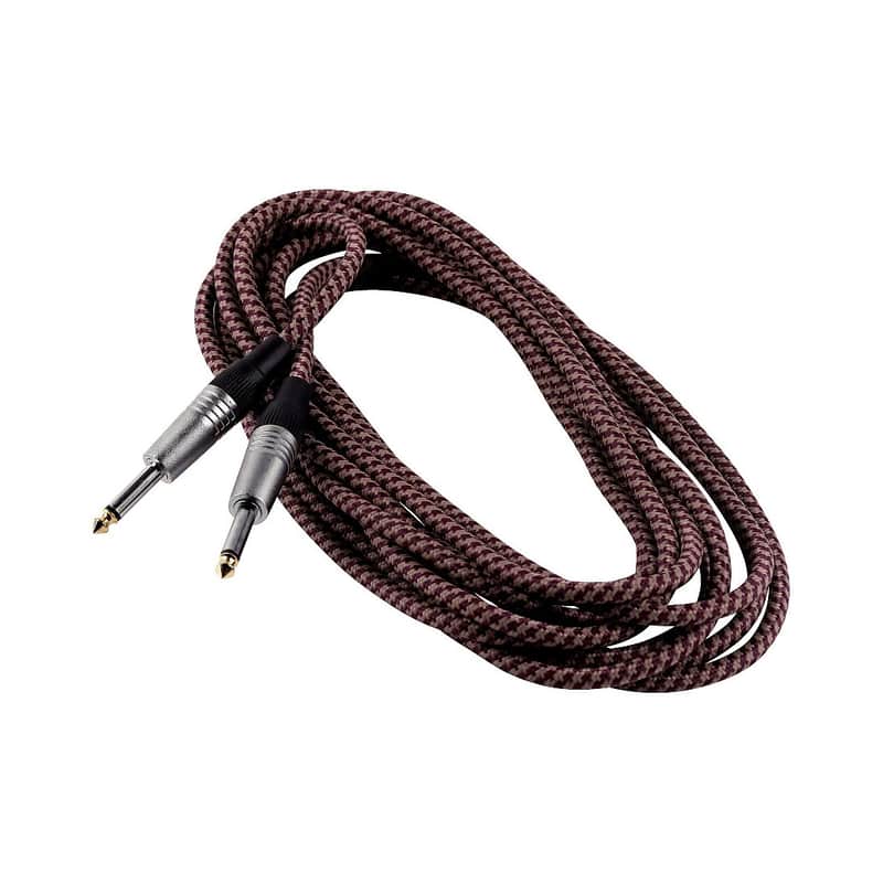 RockCable Instrument Cable - straight TS (6.3 mm / 1/4"), 5 m - Bordeaux Tweed image 1